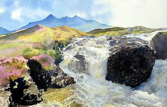 The Cuillin from Allt Dearg Waterfall (pronounced Coolin and Alt Jerrak)