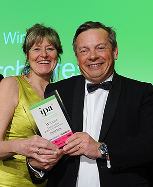 Caroline and Martin winning the IPA Best Publisher of the Year 2015 award